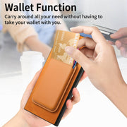 For Samsung Galaxy S25 Ultra 5G Retro Magsafe Card Bag PU Back Cover Phone Case(Yellow)