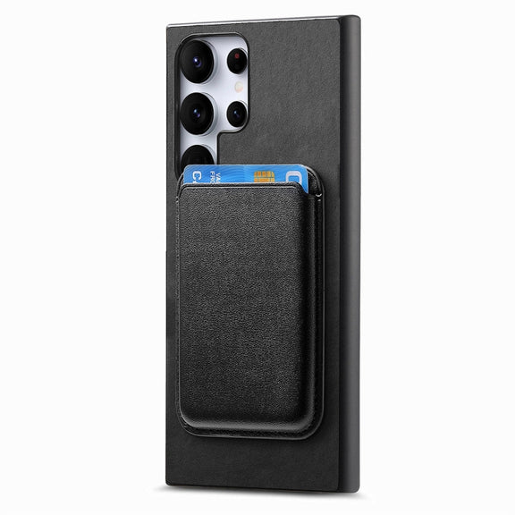 For Samsung Galaxy S25 Ultra 5G Retro Magsafe Card Bag PU Back Cover Phone Case(Black)