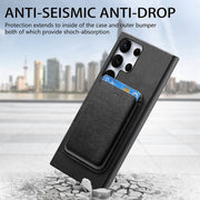 For Samsung Galaxy S25 Ultra 5G Retro Magsafe Card Bag PU Back Cover Phone Case(Black)