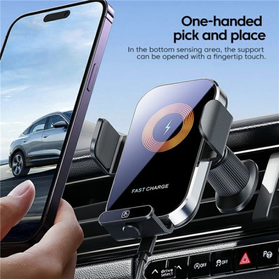 X12s Car Air Vent Wireless Charger 66W High Power Intelligent Induction Holder(Tarnish)