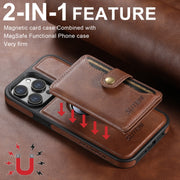 For iPhone 16 Plus Suteni M1 Oil Wax MagSafe Detachable Horizontal Card Bag Phone Case(Brown)