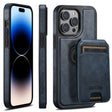 For iPhone 14 Pro Max Suteni M2 Oil Wax MagSafe Horizontal Card Bag Phone Case(Blue) - iPhone 14 Pro Max Cases by Suteni | Online Shopping South Africa | PMC TechLife | Buy Now Pay Later Mobicred