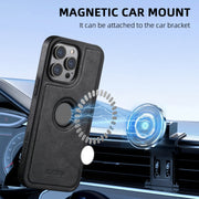 For iPhone 16 Suteni M2 Oil Wax MagSafe Horizontal Card Bag Phone Case(Black)