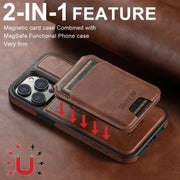 For iPhone 16 Pro Suteni M2 Oil Wax MagSafe Horizontal Card Bag Phone Case(Brown)
