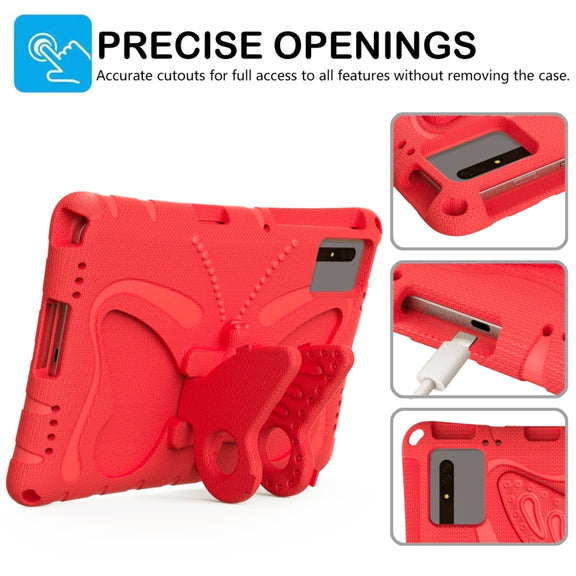 For Samsung Galaxy Tab S9 FE X510 Butterfly Bracket EVA Shockproof Tablet Case(Red)