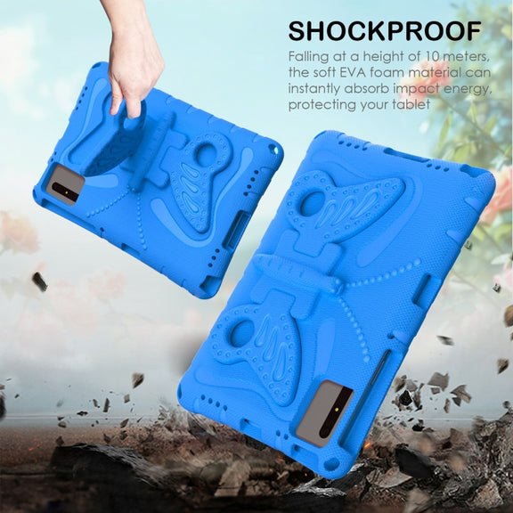 For Samsung Galaxy Tab S9 FE X510 Butterfly Bracket EVA Shockproof Tablet Case(Blue)