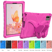 For Samsung Galaxy Tab S9 FE X510 Butterfly Bracket EVA Shockproof Tablet Case(Rose Red)