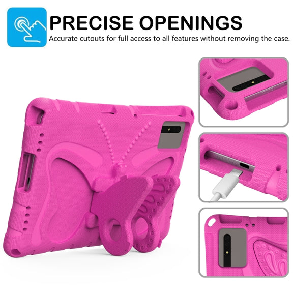 For Samsung Galaxy Tab S9 11 X710 Butterfly Bracket EVA Shockproof Tablet Case(Rose Red)
