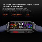 G18 1.83 inch Color Screen Smart Watch Silicone Strap, Support  Noninvasive Blood Sugar / Uric Acid(Blue)
