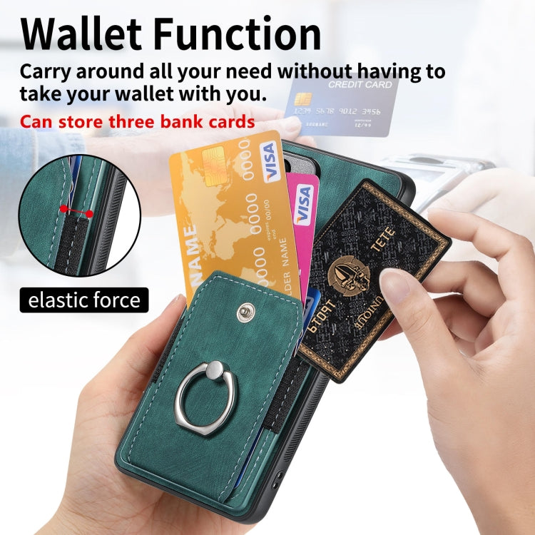 For Huawei Pura 70 Pro Retro Skin-feel Ring Card Wallet Phone Case(Green)