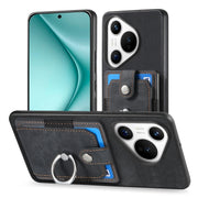 For Huawei Pura 70 Pro+ Retro Skin-feel Ring Card Wallet Phone Case(Black)