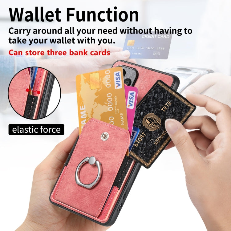 For Huawei Pura 70 Pro+ Retro Skin-feel Ring Card Wallet Phone Case(Pink)