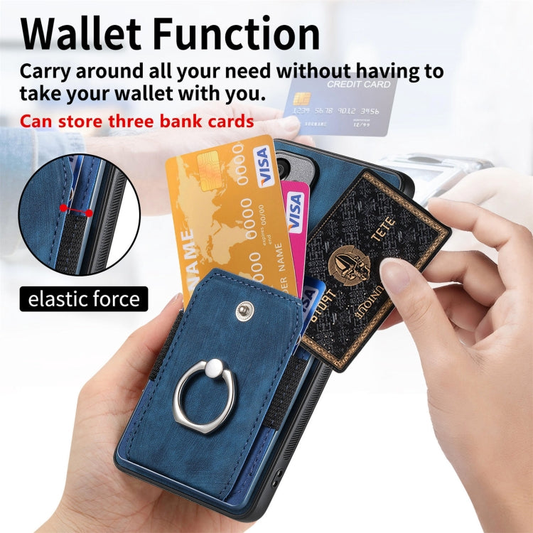For Huawei Pura 70 Ultra Retro Skin-feel Ring Card Wallet Phone Case(Blue)