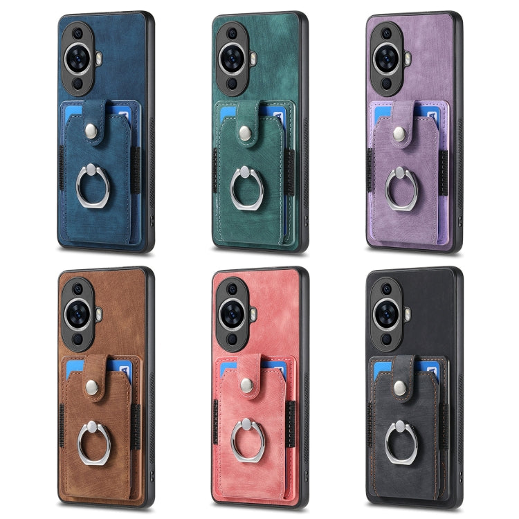 For Huawei Pura 70 Pro+ Retro Skin-feel Ring Card Wallet Phone Case(Black)