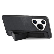 For Huawei Pura 70 Pro Retro Wristband Holder Leather Back Phone Case(Black)
