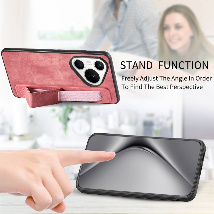 For Huawei Pura 70 Pro+ Retro Wristband Holder Leather Back Phone Case(Pink)