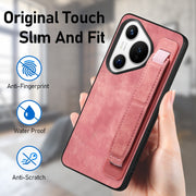 For Huawei Pura 70 Pro+ Retro Wristband Holder Leather Back Phone Case(Pink)