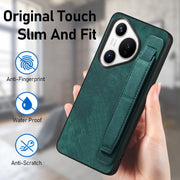 For Huawei Pura 70 Ultra Retro Wristband Holder Leather Back Phone Case(Green)