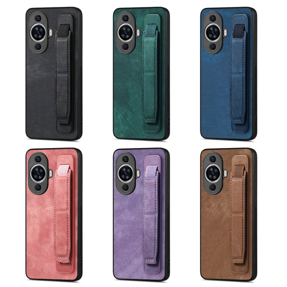 For Huawei Pura 70 Pro+ Retro Wristband Holder Leather Back Phone Case(Brown)