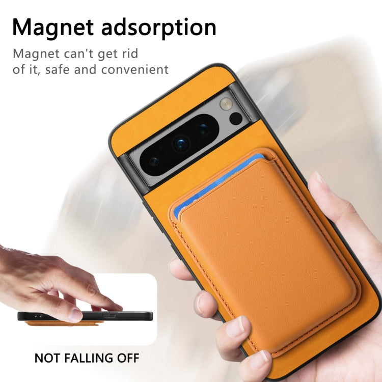 For Google Pixel 9 Retro Magsafe Card Bag PU Back Cover Phone Case(Yellow)