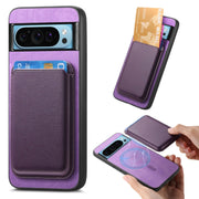 For Google Pixel 9 Retro Magsafe Card Bag PU Back Cover Phone Case(Purple)