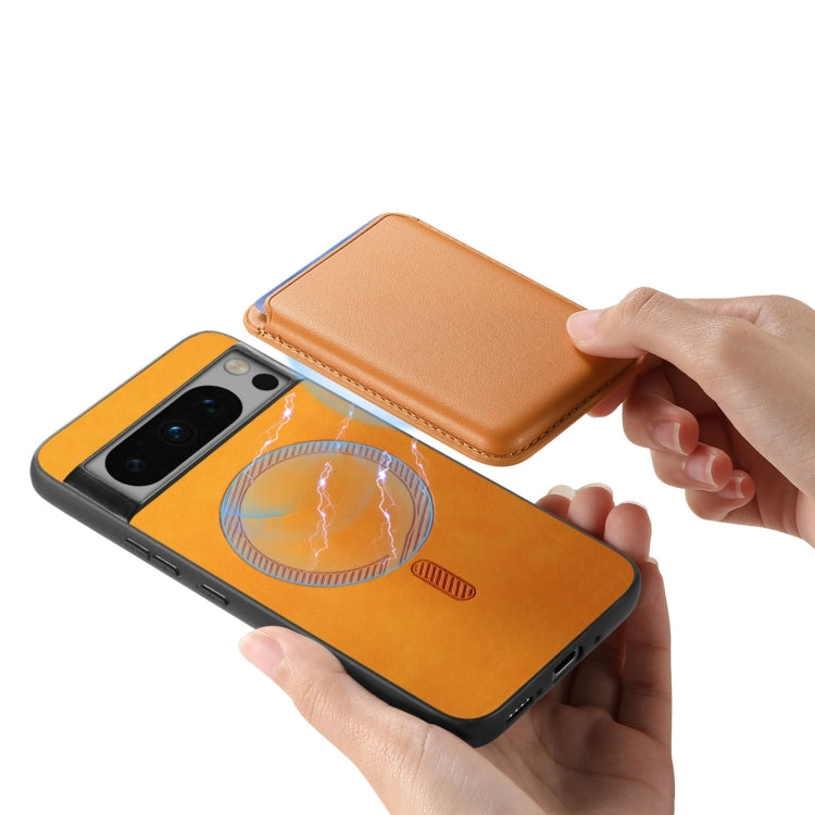 For Google Pixel 9 Pro Retro Magsafe Card Bag PU Back Cover Phone Case(Yellow)