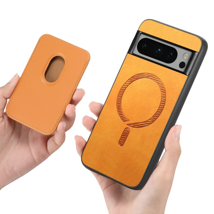 For Google Pixel 9 Pro Retro Magsafe Card Bag PU Back Cover Phone Case(Yellow)
