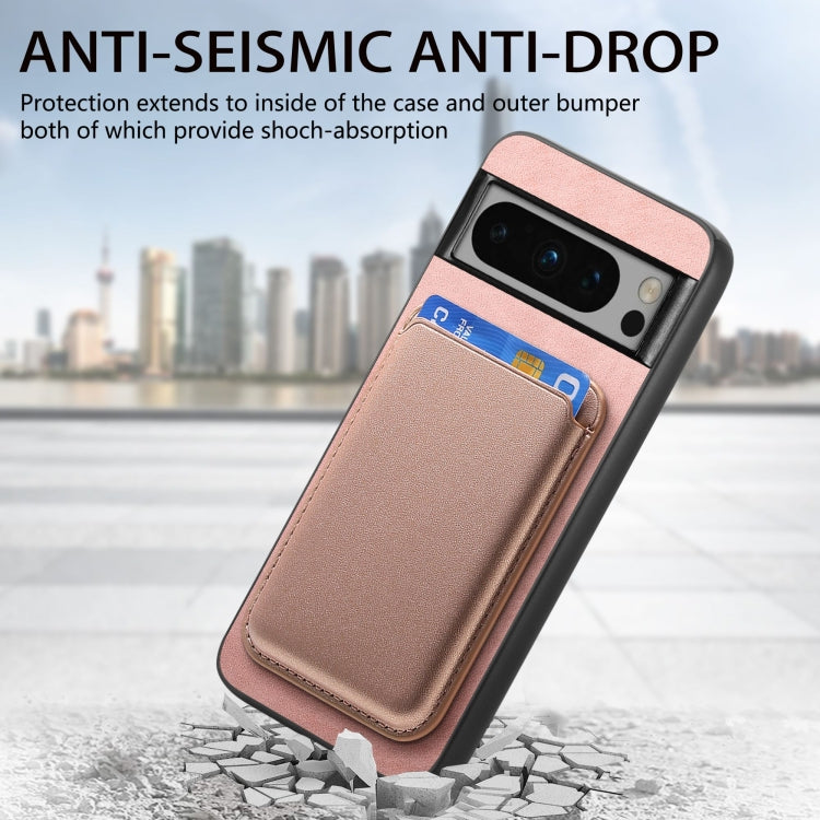 For Google Pixel 9 Pro Retro Magsafe Card Bag PU Back Cover Phone Case(Pink)
