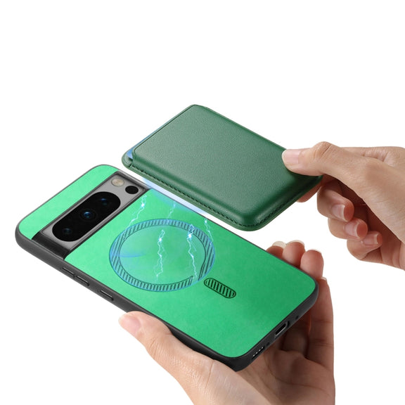 For Google Pixel 9 Pro Retro Magsafe Card Bag PU Back Cover Phone Case(Green)