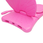 For iPad Air 11 2025 / 2024 Butterfly Bracket Kids EVA Shockproof Tablet Case(RoseRed)