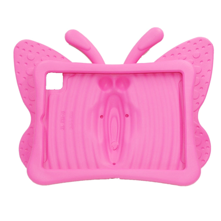 For iPad Pro 11 2024 Butterfly Bracket Kids EVA Shockproof Tablet Case(RoseRed)