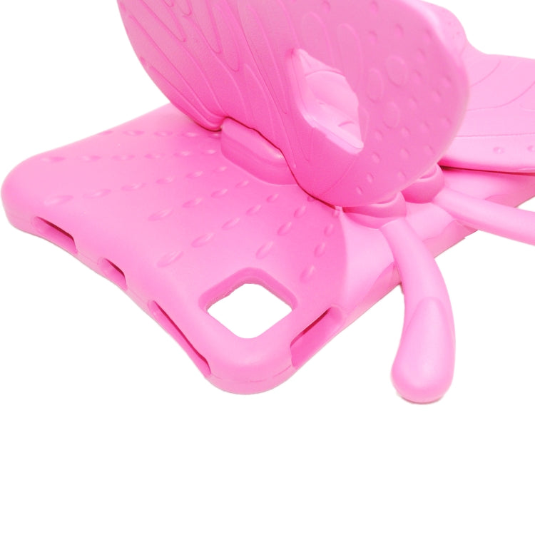 For iPad Pro 11 2024 Butterfly Bracket Kids EVA Shockproof Tablet Case(RoseRed)