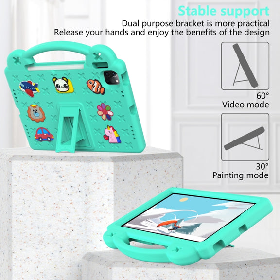 For iPad Air 11 2025 / 2024 Handle Kickstand Children EVA Shockproof Tablet Case(Mint Green)