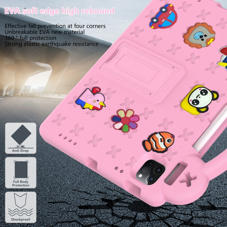 For  iPad Pro 11 2024 Handle Kickstand Children EVA Shockproof Tablet Case(Pink)