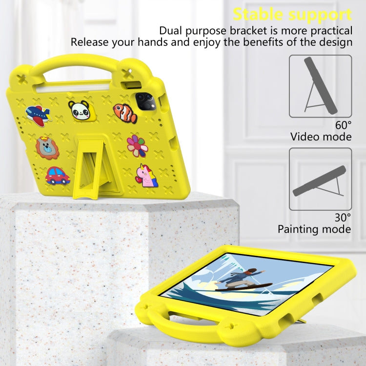 For  iPad Pro 11 2024 Handle Kickstand Children EVA Shockproof Tablet Case(Yellow)