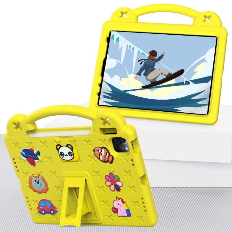 For  iPad Pro 11 2024 Handle Kickstand Children EVA Shockproof Tablet Case(Yellow)