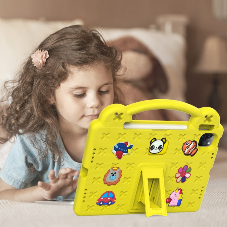 For  iPad Pro 11 2024 Handle Kickstand Children EVA Shockproof Tablet Case(Yellow)