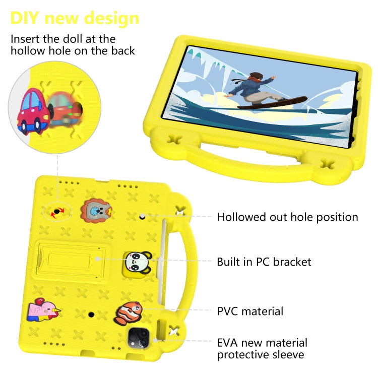 For  iPad Pro 11 2024 Handle Kickstand Children EVA Shockproof Tablet Case(Yellow)