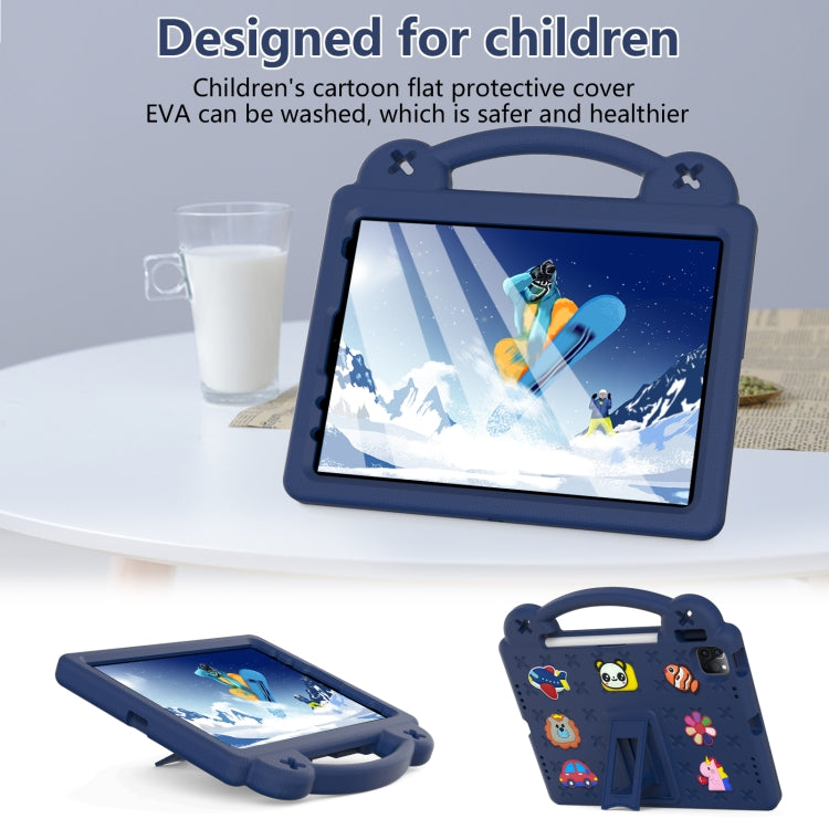 For  iPad Pro 11 2024 Handle Kickstand Children EVA Shockproof Tablet Case(Navy Blue)