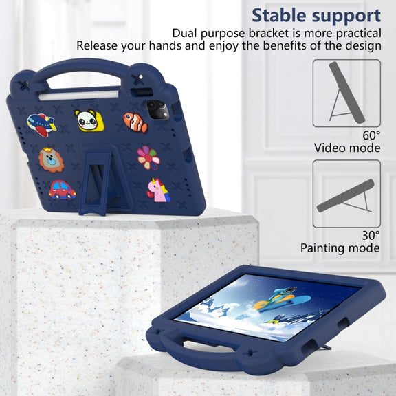 For  iPad Pro 11 2024 Handle Kickstand Children EVA Shockproof Tablet Case(Navy Blue)