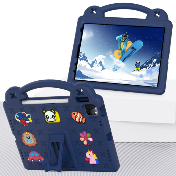 For  iPad Pro 11 2024 Handle Kickstand Children EVA Shockproof Tablet Case(Navy Blue)
