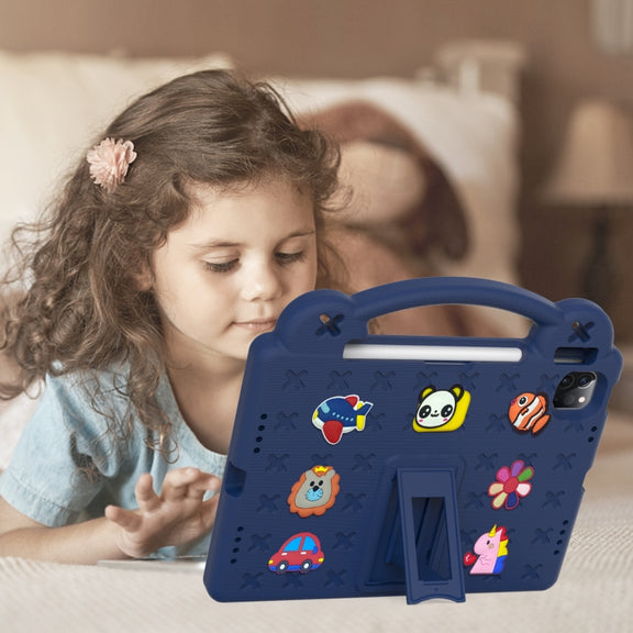 For  iPad Pro 11 2024 Handle Kickstand Children EVA Shockproof Tablet Case(Navy Blue)