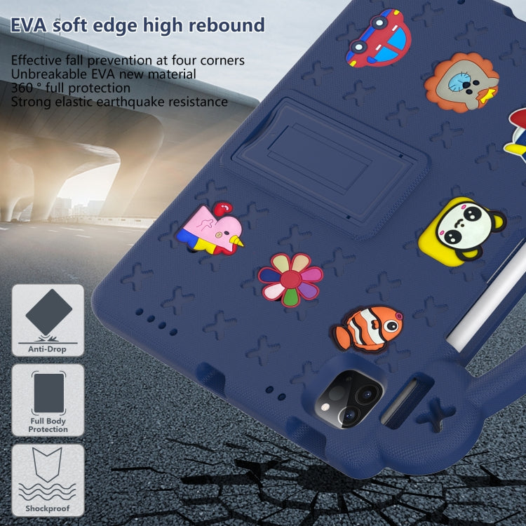 For  iPad Pro 11 2024 Handle Kickstand Children EVA Shockproof Tablet Case(Navy Blue)