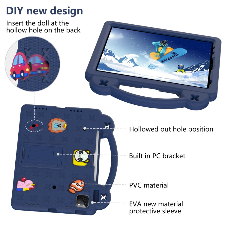 For  iPad Pro 11 2024 Handle Kickstand Children EVA Shockproof Tablet Case(Navy Blue)