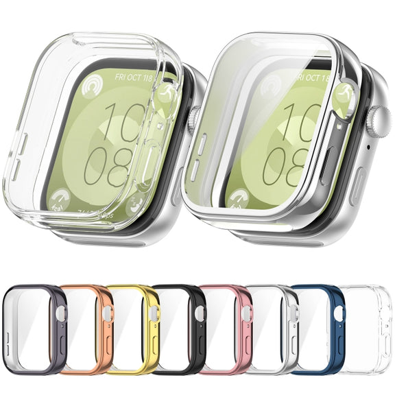 For Huawei Watch Fit 3 Full Coverage TPU Electroplated Watch Protective Case(Grey)