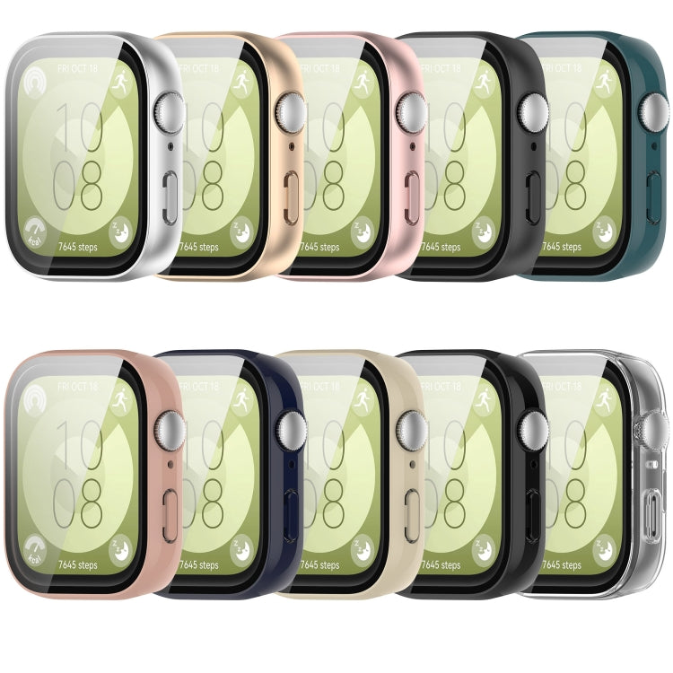 For Huawei Watch Fit 3 PC + Tempered Film Integrated Watch Protective Case(Transparent)