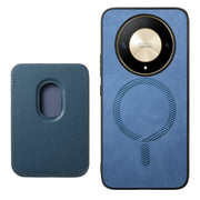 For Honor Magic6 Pro 5G Retro Magsafe Card Bag PU Back Cover Phone Case(Blue)
