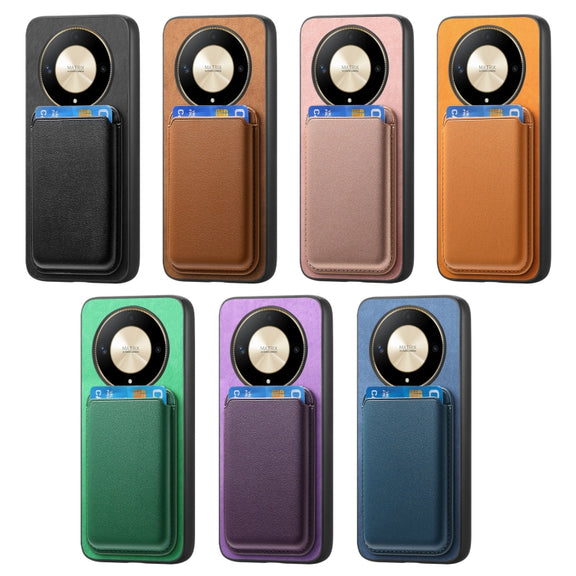 For Honor Magic6 Pro 5G Retro Magsafe Card Bag PU Back Cover Phone Case(Yellow)