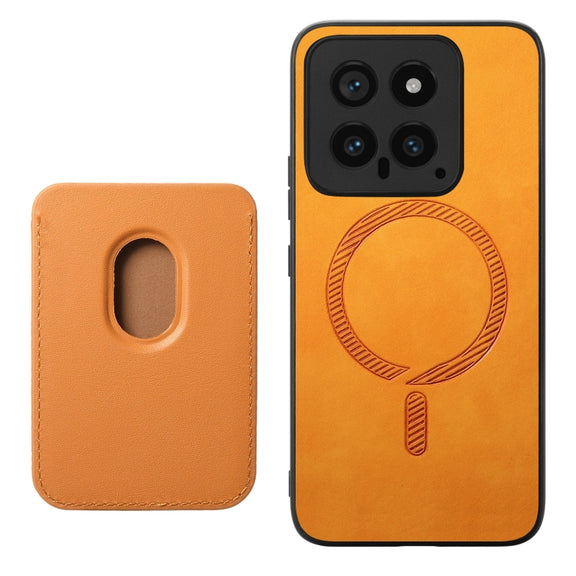 For Xiaomi Redmi K70 / K70 Pro 5G Retro Magsafe Card Bag PU Back Cover Phone Case(Yellow)