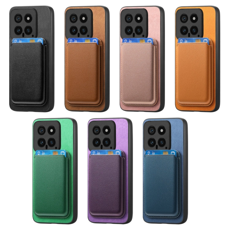 For Xiaomi Redmi K70 / K70 Pro 5G Retro Magsafe Card Bag PU Back Cover Phone Case(Blue)